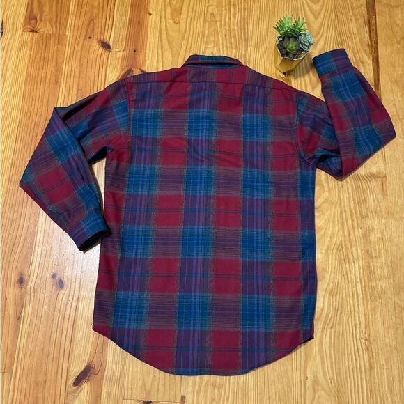 Vintage Pendleton Wool Plaid Button Shirt Size Men’s MED Red/Blue - Picture 6 of 6